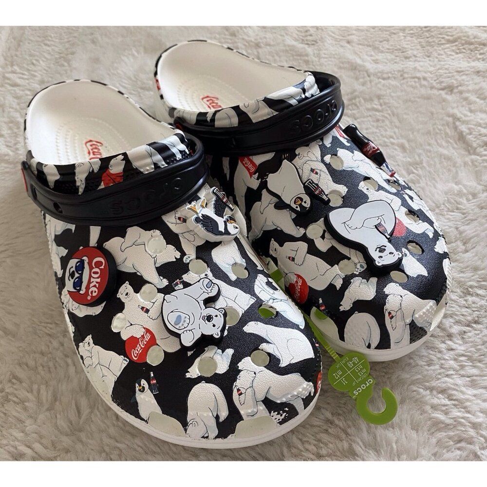 Crocs Coca-Cola Classic Polar Bear Clogs With Jibbitz 209314-100 Men’s Sz 13 NEW